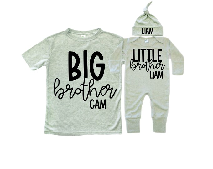 Big Brother/Little Brother Matching Sibling Set. Baby Shower Gift. Take Home Outfit. Matching Sibling Set