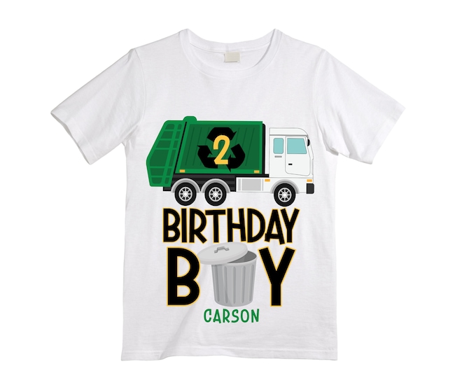 Personalized Dump Everything! I'm 2 Trash Truck Garbage Truck theme Birthday Shirt. Two Birthday. Boy's Truck Birthday Shirt. Trash Shirt.