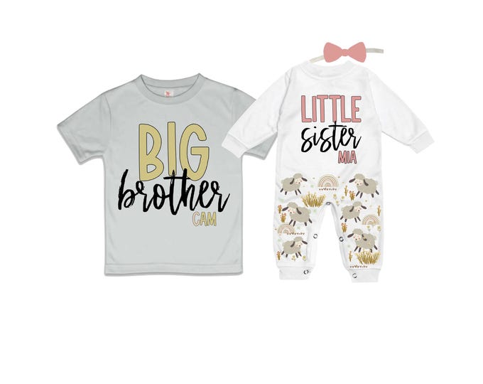 Big Brother/Little Sister Matching Sibling Set. Baby Shower Gift. Take Home Outfit. Matching Sibling Set
