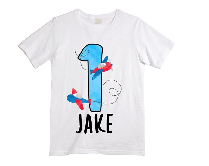 Personalized Airplane theme Birthday Shirt. ONE Birthday. Boy's Car Birthday Shirt. Airplane Racing Birthday Shirt.