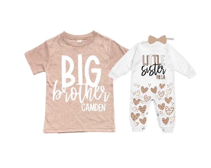 Big Brother/Little Sister Matching Sibling Set. Baby Shower Gift. Take Home Outfit. Matching Sibling Set