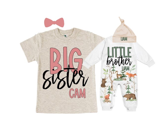 Big Sister SHIRT /Little Brother Matching Sibling Set. Baby Shower Gift. Take Home Outfit. Matching Sibling Set