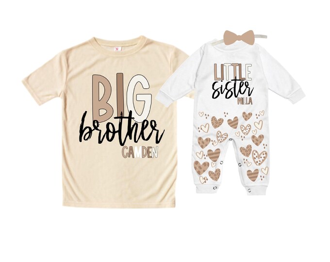 Big Brother/Little Sister Matching Sibling Set. Baby Shower Gift. Take Home Outfit. Matching Sibling Set