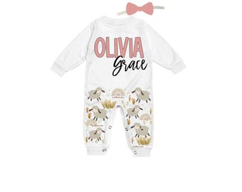 Personalized Name Baby Outfit. Baby Shower Gift. New Born Bring Home Outfit.
