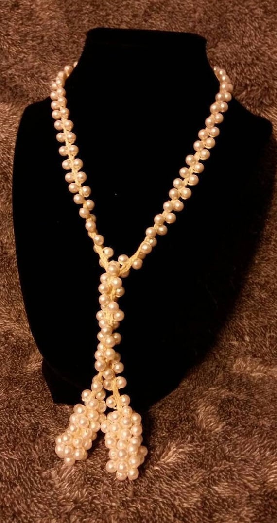 Vintage Beaded Pearl Necklace - Vintage Beaded Fau