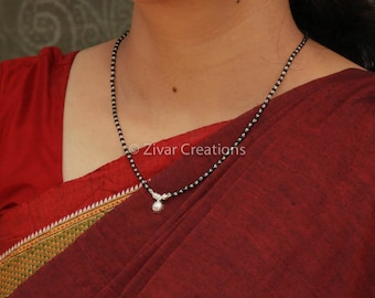 Single Vati Mangalsutra, Silver Necklace, Indian Necklace, Indian Jewellery, gift for her