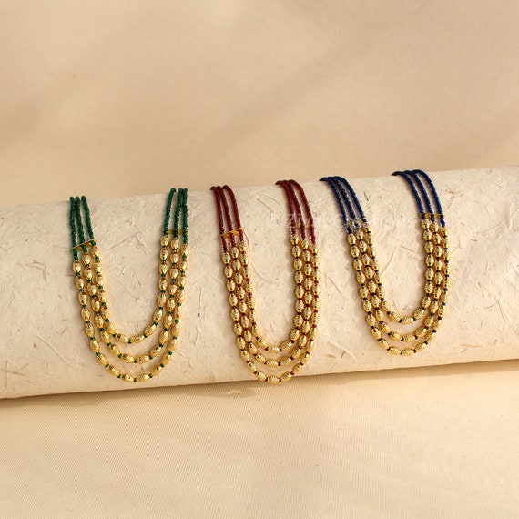 Buy Green Beads Indian Necklace: Handmade Rani Haar Wedding 
