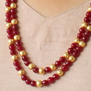 Red and Golden Beads Fashion Necklace