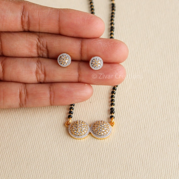 Two Vati American Diamond Pendant Mangalsutra Indian Necklace Mangalsutra Gift for Her 22k Gold Plating Mangalsutra Jewellery Etsy UK
