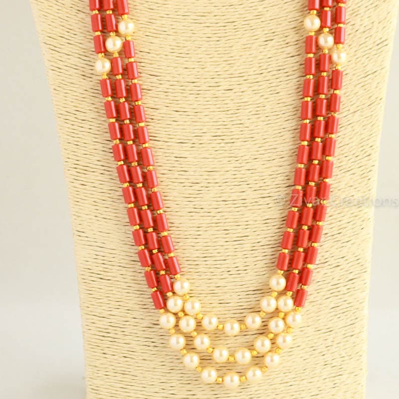 Designer Coral Beads Necklace 5 Layers Latest Trend at Rs 2800, मनको का  हार in Hyderabad