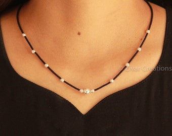 925 Silver Beaded Mangalsutra Necklace, Daily Wear, Traditional Ethnic Jewelry, Gift For Her