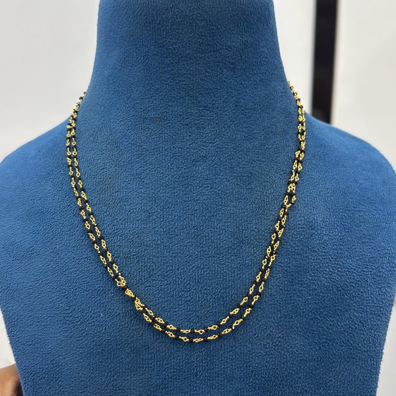 22k Gold-Plated Mangalsutra Chain: Black Beads Indian Necklace image 4