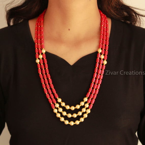 Coral coloured shop necklace