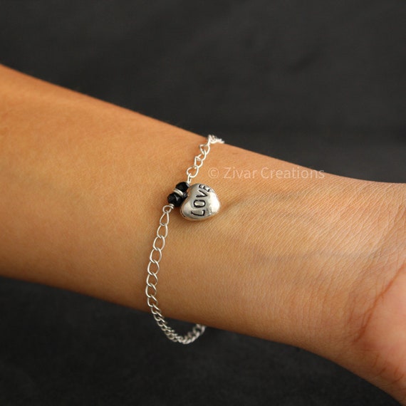 925 Silver Heart Bracelet Dainty Charm Bracelet Heart Bracelets