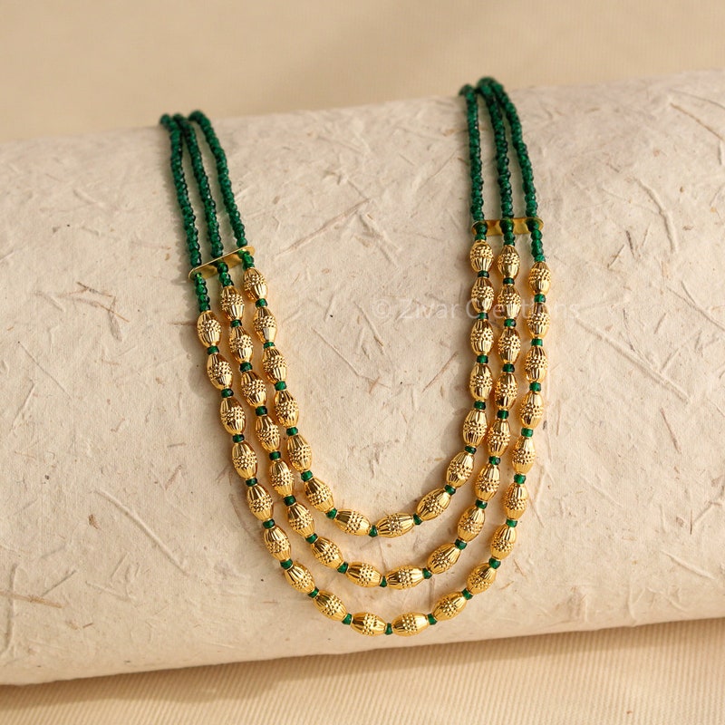 Green - Thread Beads Handmade Necklace Set 14 main image 1