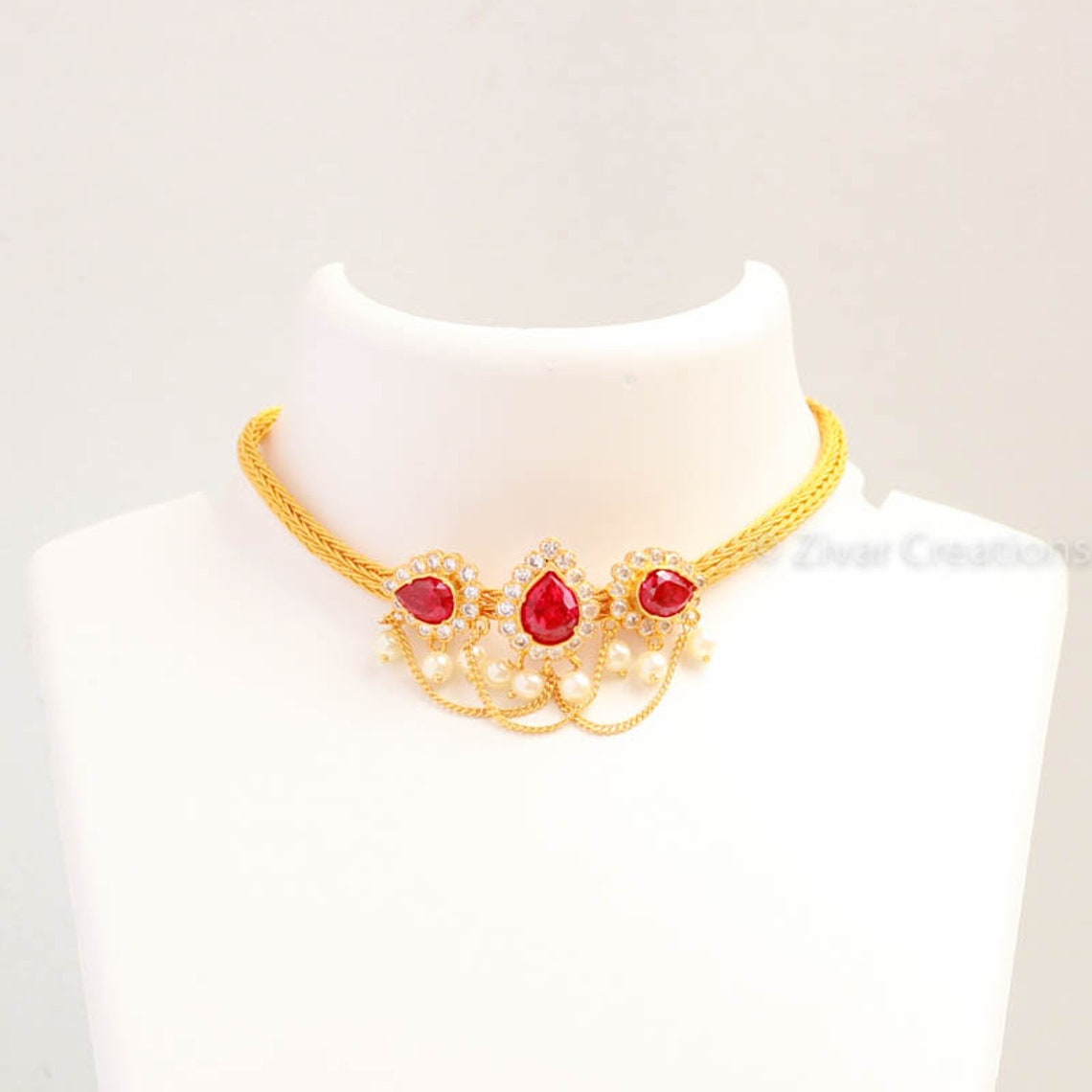 Necklace indian necklace choker necklace red stone choker Etsy