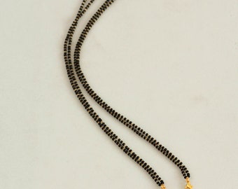Schwarze Perlen Mangalsutra Kette mit Wechselverschluss, traditioneller ethnischer Schmuck, tägliche Kleidung