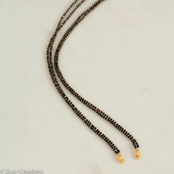 Zwarte kralen Mangalsutra ketting met verwisselbaar slot, traditionele etnische sieraden, dagelijks gebruik