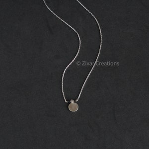 Sterling Silver Coin Necklace: Minimalist Layering Pendant, 16 inch Chain