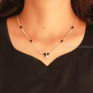 925 Silver Single Vati Short Mangalsutra, Traditional Ethnic Jewelry