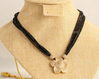 White Stones Flower Pendant Necklace, Indian Fancy Necklace, Gift For Her, Indian Jewelry