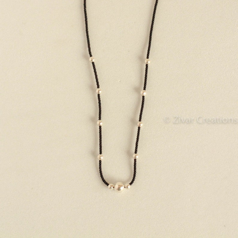 Pure Silver Beads Mangalsutra Silver Jewellery Beaded Etsy