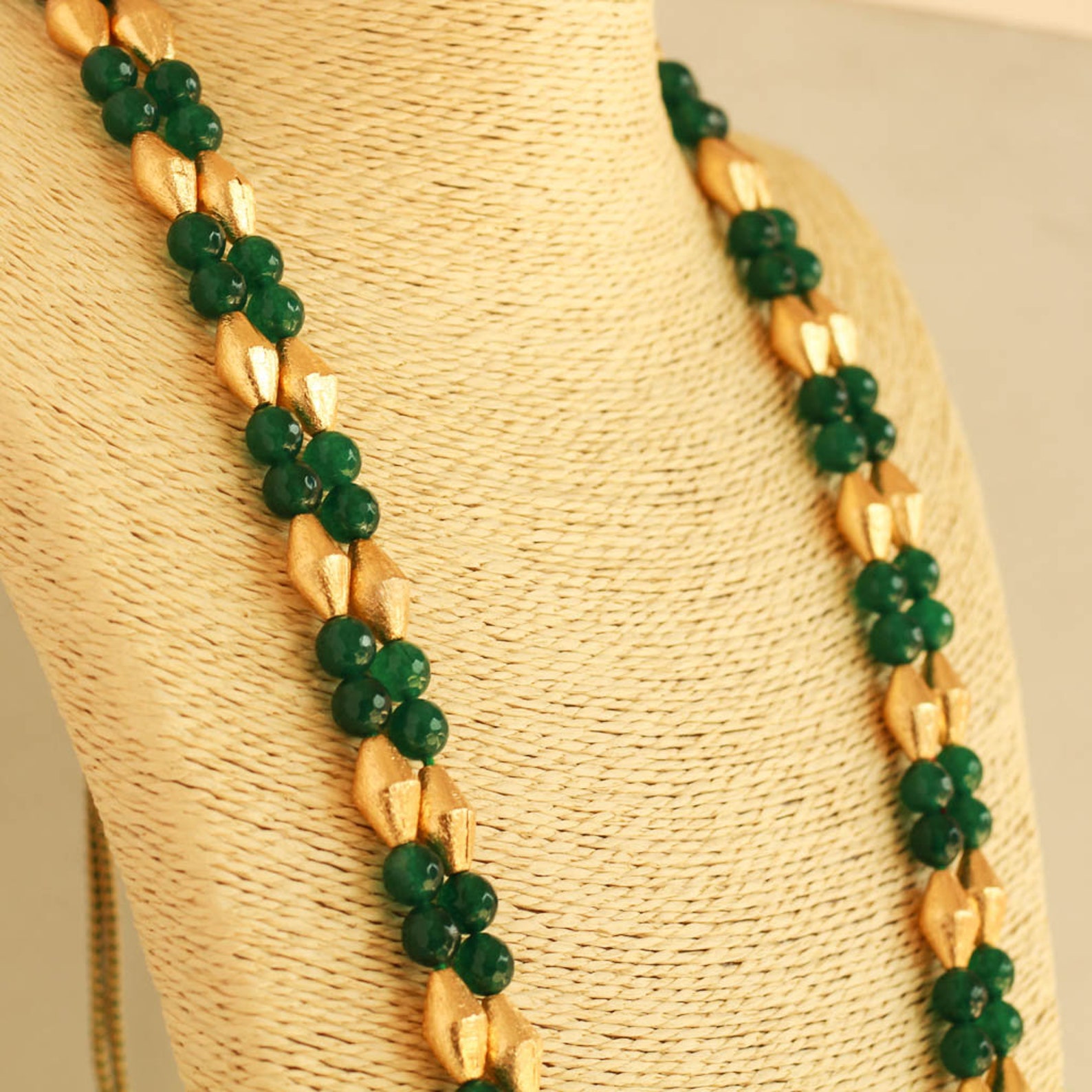 Green and Dholaki Beads Long Necklace Indian Necklace Etsy