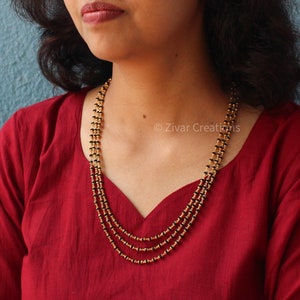 3-lagige Mangalsutra Kette, indischer Schmuck, ausgefallene Mangalsura