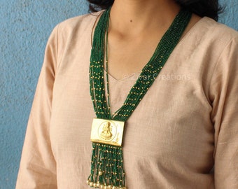 Laxmi Ji Handmade Green Beads Long Necklace