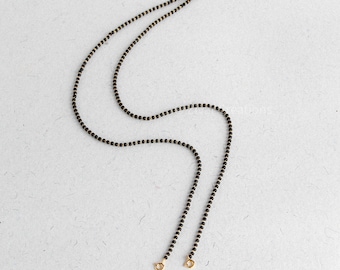 22k Gold Plated Mangalsutra Chain: Handmade Silver Black Beads