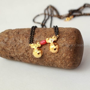 22k Gold Plated Vati And Coral Long Maharashtrian Mangalsutra, Ethic Jewelry, Daily Wear