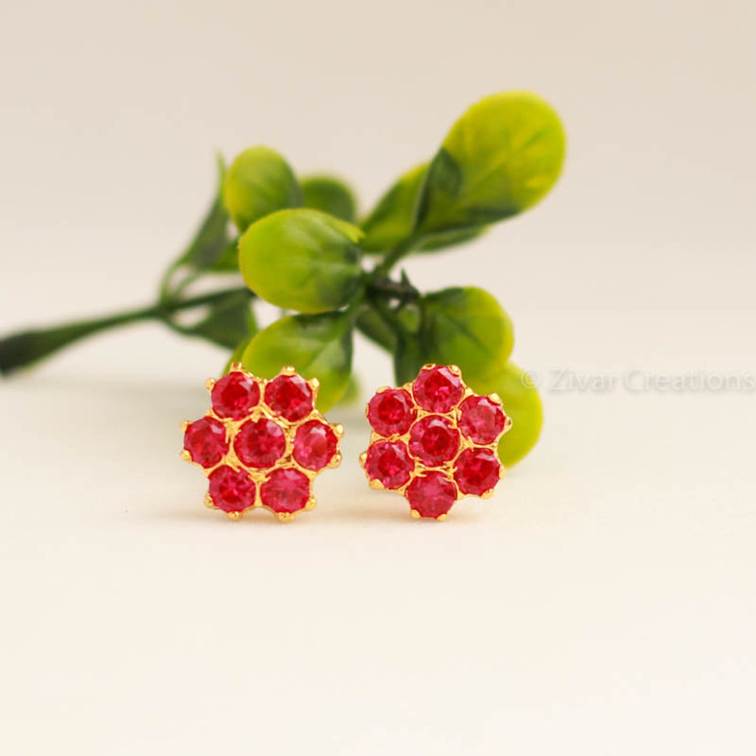 Red Stone Kudi Earrings: Maharashtrian Indian Jewelry - Etsy