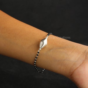Silver Dholki Bead Dainty Bracelet