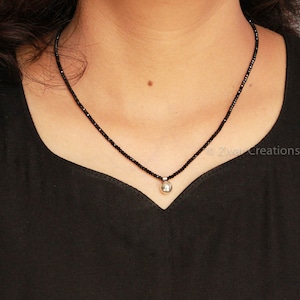 925 Silver Ghungroo Mangalsutra with Dainty Chain, Beaded Necklace - Gift for Her