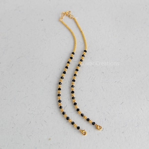 Golden Beads Mangalsutra with Black Crystal, Ethnic Daily Wear, Indian Short Mangalsutra, Mulitiporpose Chain, Handmade, Gift For Her