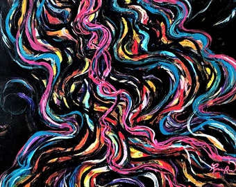 Kunstdruck „Lagerfeuerflammen“, farbenfrohe impressionistische surreale Wandkunst