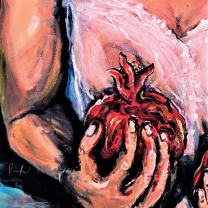 Fruit Art Print, Choose Your Size, Acrylic Painting Art Print. Pomegranate