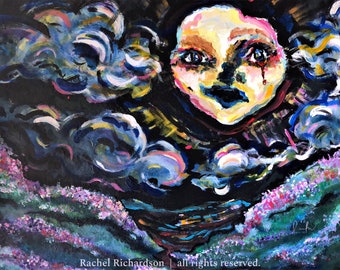 Mond Kunst Druck, Multi Size, Acrylbild Landschaft und Himmel
