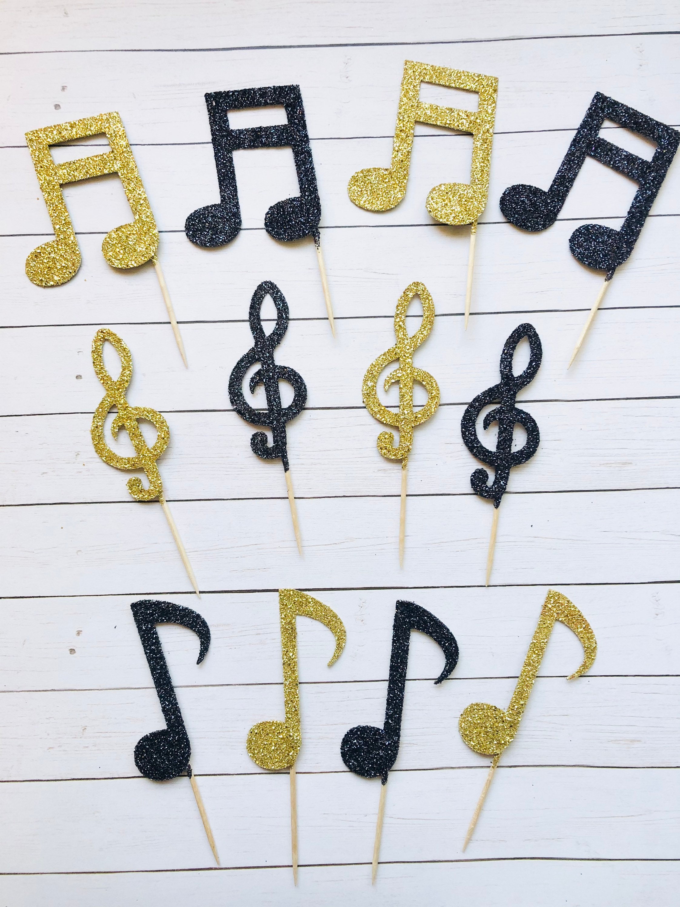 Music Note Cupcake Toppers Music Theme Party Toppers Music Etsy