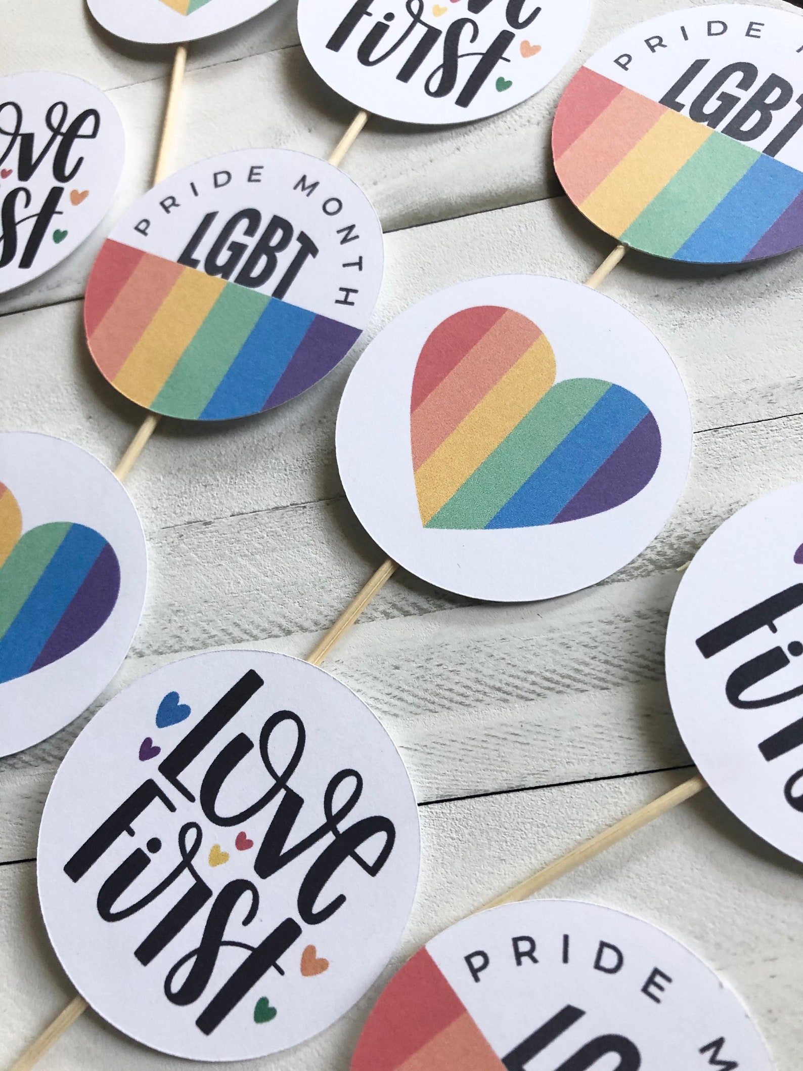 Pride Month Cupcake Toppers Rainbow Cupcake Topper for LGBT - Etsy