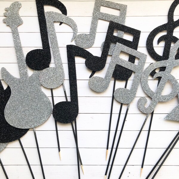 Music note centerpiece sticks, Guitar sticks for music themed party, Nashville party, Band party, Rock n roll centerpiece sticks
