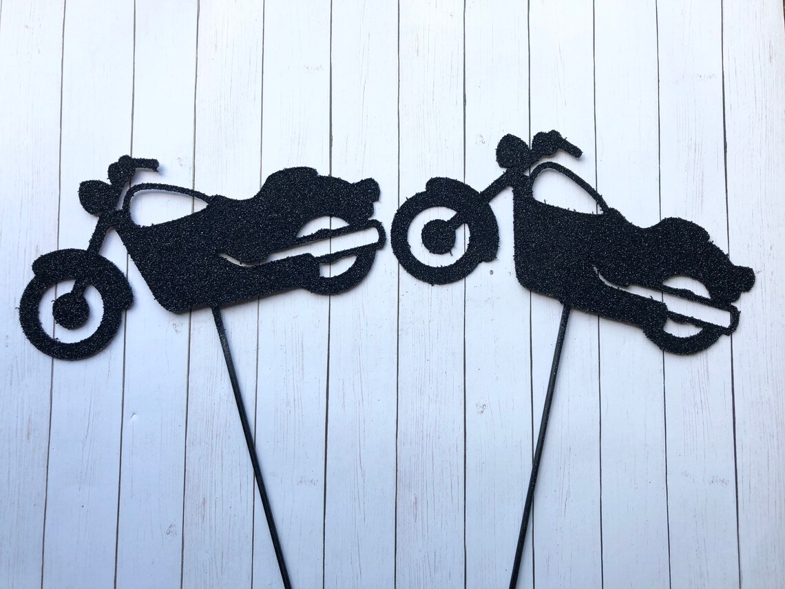 Motorcycle Birthday Theme Centerpieces Custom Color Etsy