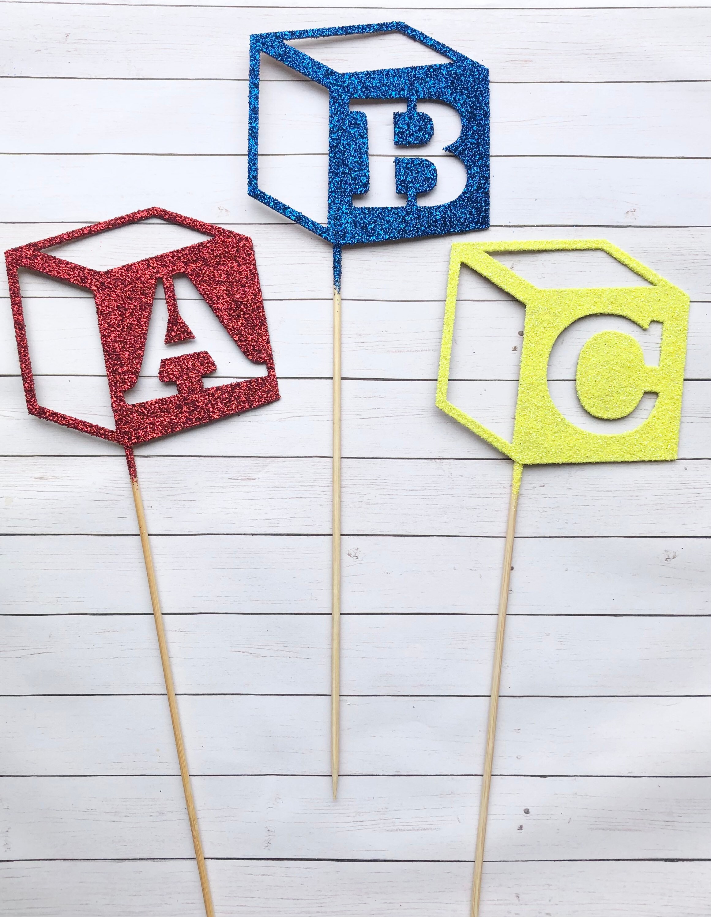 Abc Block Centerpiece Abc Block Party Decoration Custom Etsy