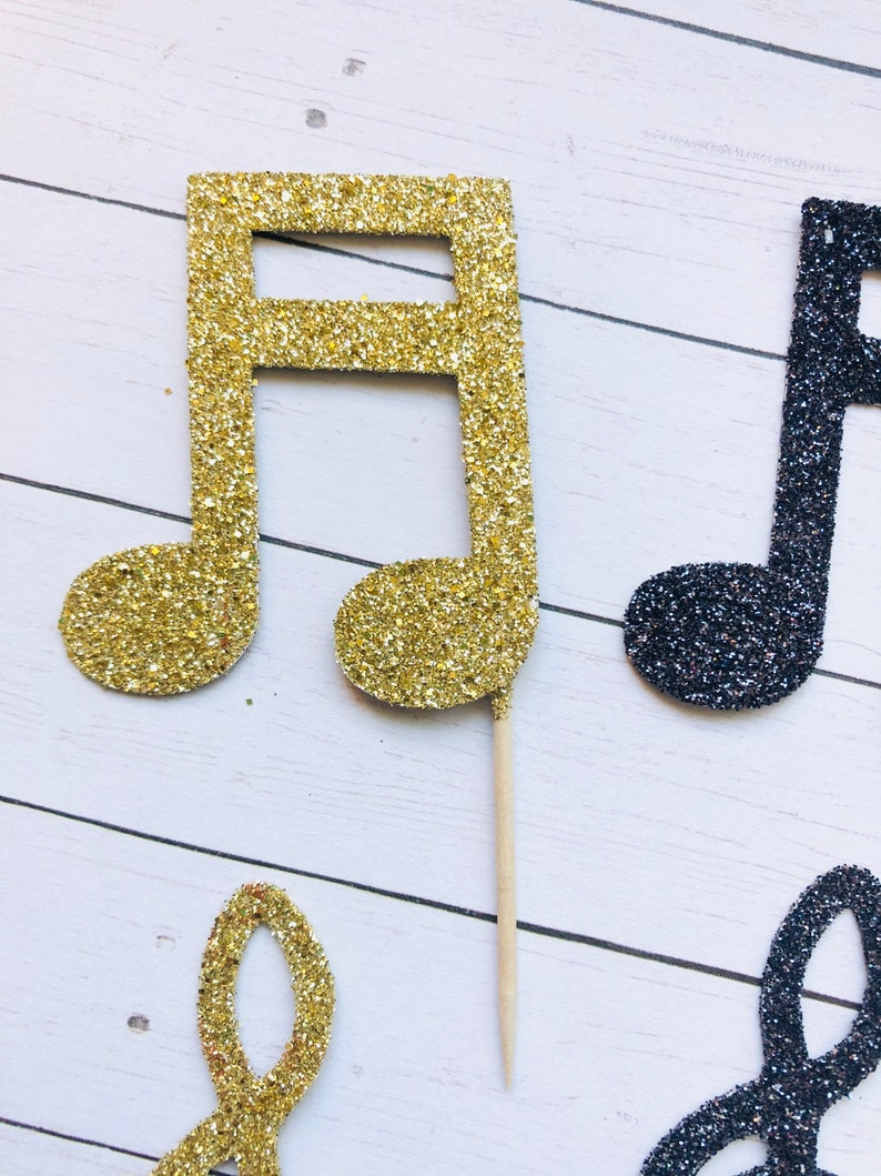 Music Note Cupcake Toppers Music Theme Party Toppers Music Etsy