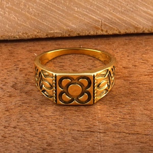 Men’s 18K Gold Plated Signet Ring - Gold Signet Ring -Man Ring- Men Ring- Gold Band Ring- Men Jewelry- Gifts For Him- Stainless Steel Ring