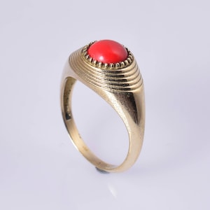 Coral Ring, 18k Gold Ring, Handmade Ring, Coral Jewelry, Statement Ring, Minimalist Ring, Ring For Women, Gift For Mom, Red Coral Ring