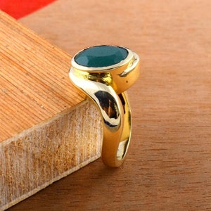 Green Gemstone Ring, Natural Gemstone Ring, Handmade Ring, 18k Gold Ring, Gold Vintage Ring, Boho Ring, Classical Ring, Dainty Ring.