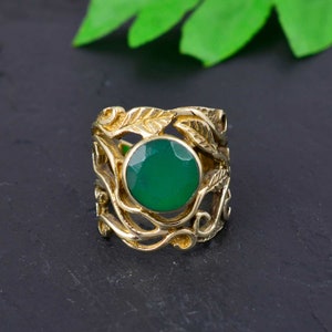 Green Onyx Ring, 18k Gold Ring, Statement Ring, Onyx Jewelry, Handmade Ring,  Boho Ring, Ring For Women, Promise Ring, Gift For Her