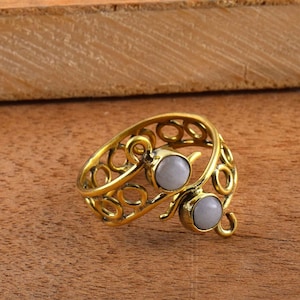 Filigree Ring, Natural Moonstone Ring, Boho Ring, Ring For Women, 18k Gold Ring, June Birthstone Ring, Gift For Her, Dainty Ring