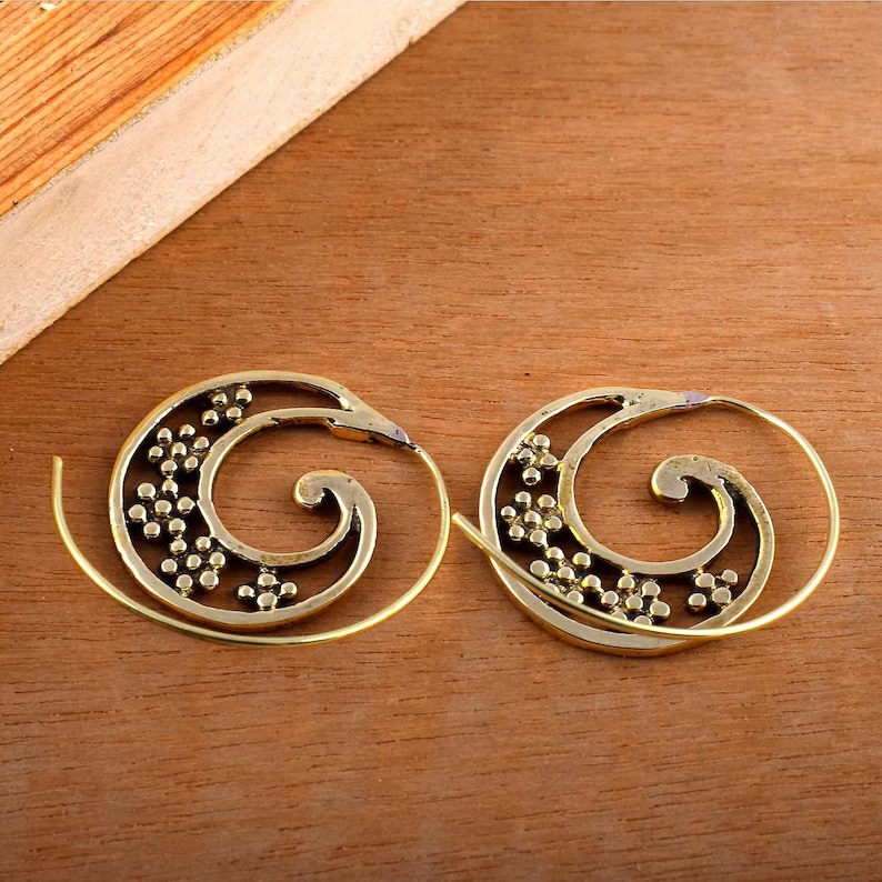 ethnic earring A+Brass earrings brass geometric earring hoops mandala sacred geometry brass earring Festival earring